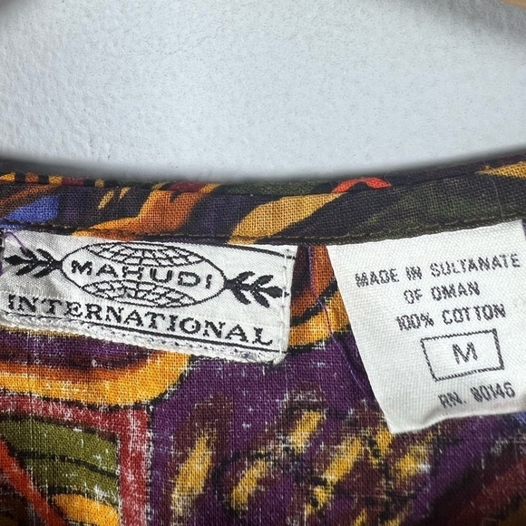 Vintage Mahudi International Abstract Artsy Double Collar Button Front Blouse M - Picture 4 of 7